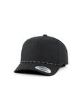 YP Classics Retro Cotton Blend 5-Panel  Snapback Cap with Braided Rope Black