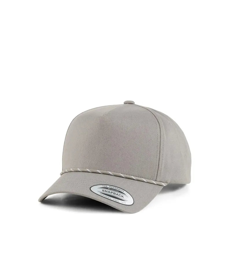 YP Classics Retro Cotton Blend 5-Panel  Snapback Cap with Braided Rope Grey