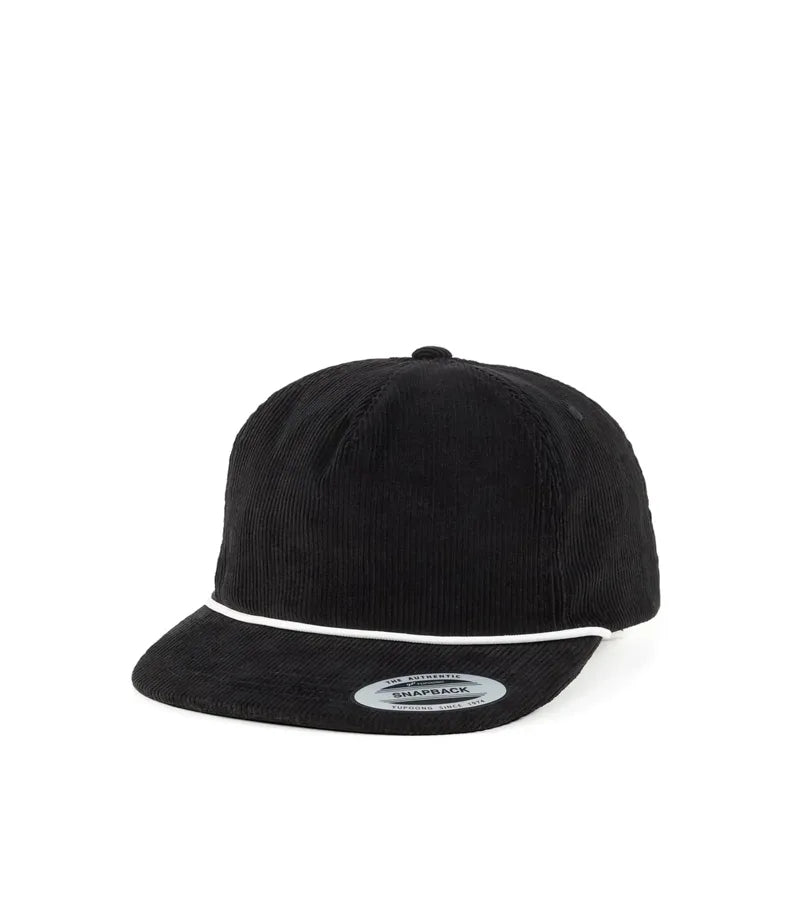 YP Classics Unstructured Corduroy  Cap with Braid Rope Black