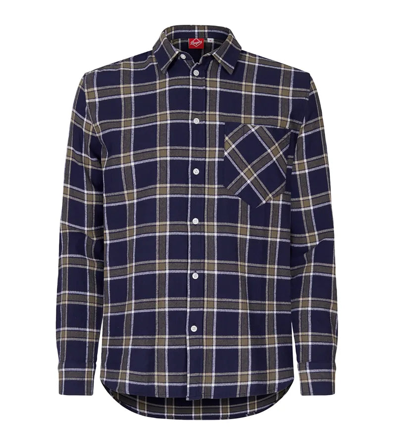 Flanellskjorta Unisex Blå/Olivgrön/Vit