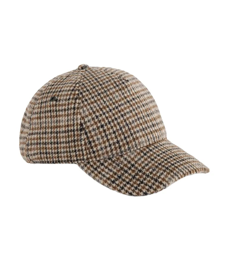 Wool Blend Check Cap Tanhoundstooth