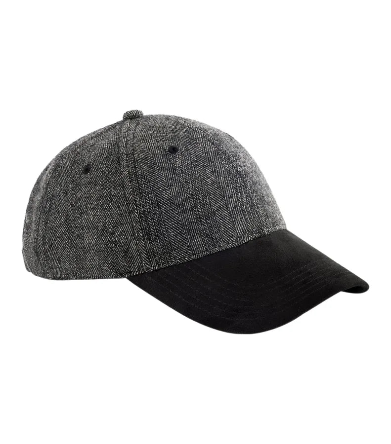 Suede Peak Herringbone Cap Blackherringbone