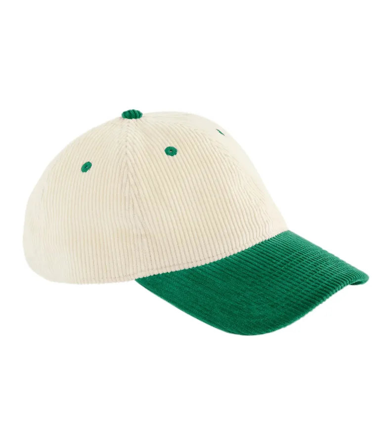 Contrast Peak Corduroy Cap Natural/Bottlegreen