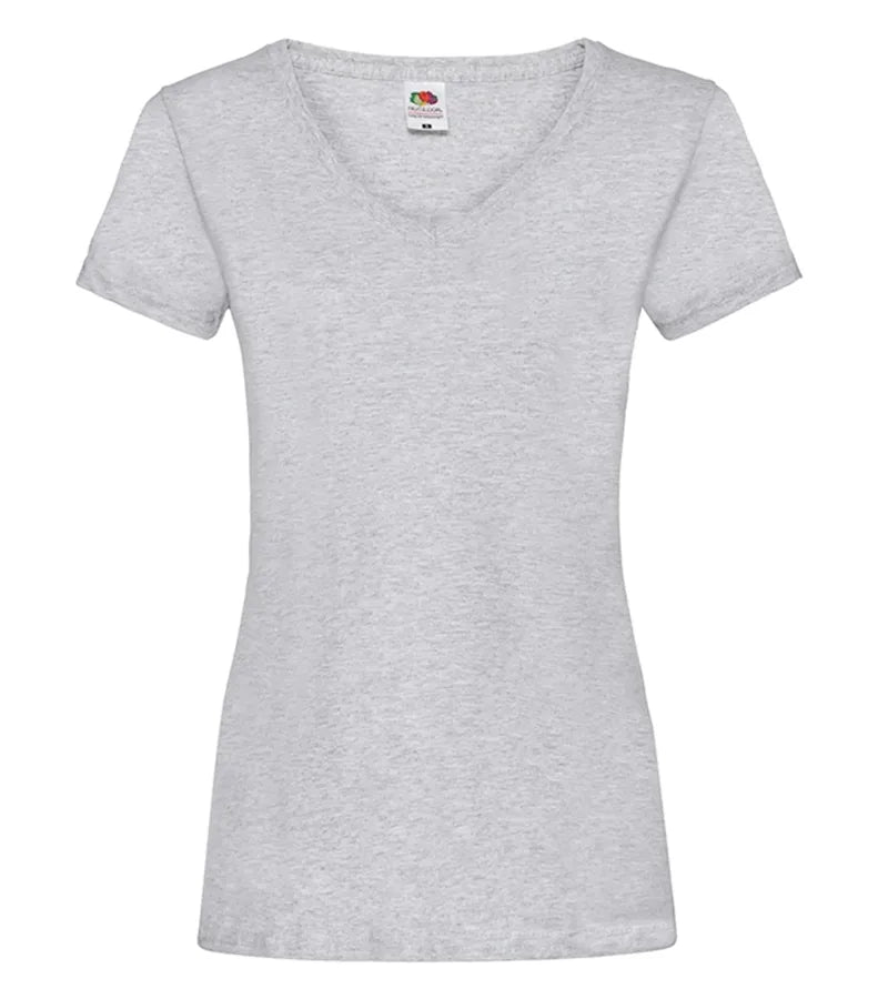 Ladies Valueweight V-Neck T Heather Grey
