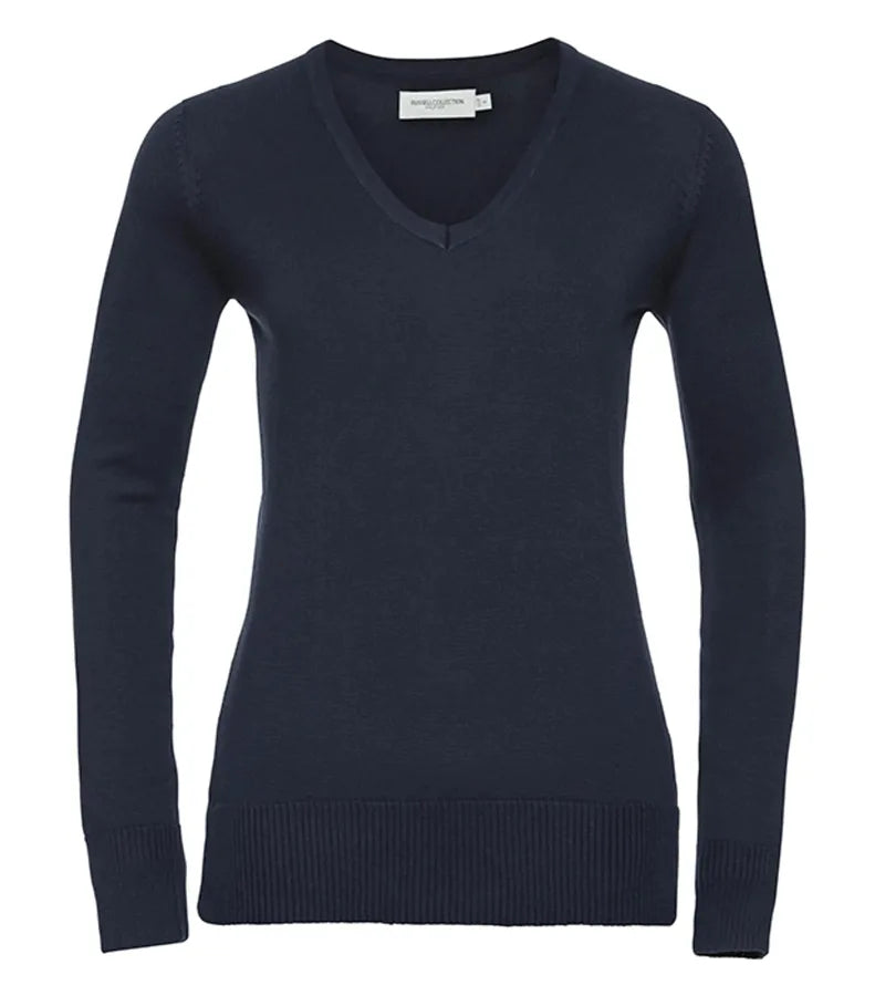Ladies´ V-Neck Knitted Pullover FrenchNavy