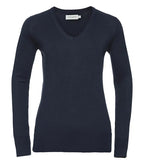 Ladies´ V-Neck Knitted Pullover FrenchNavy