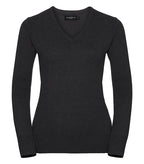 Ladies´ V-Neck Knitted Pullover CharcoalMarl