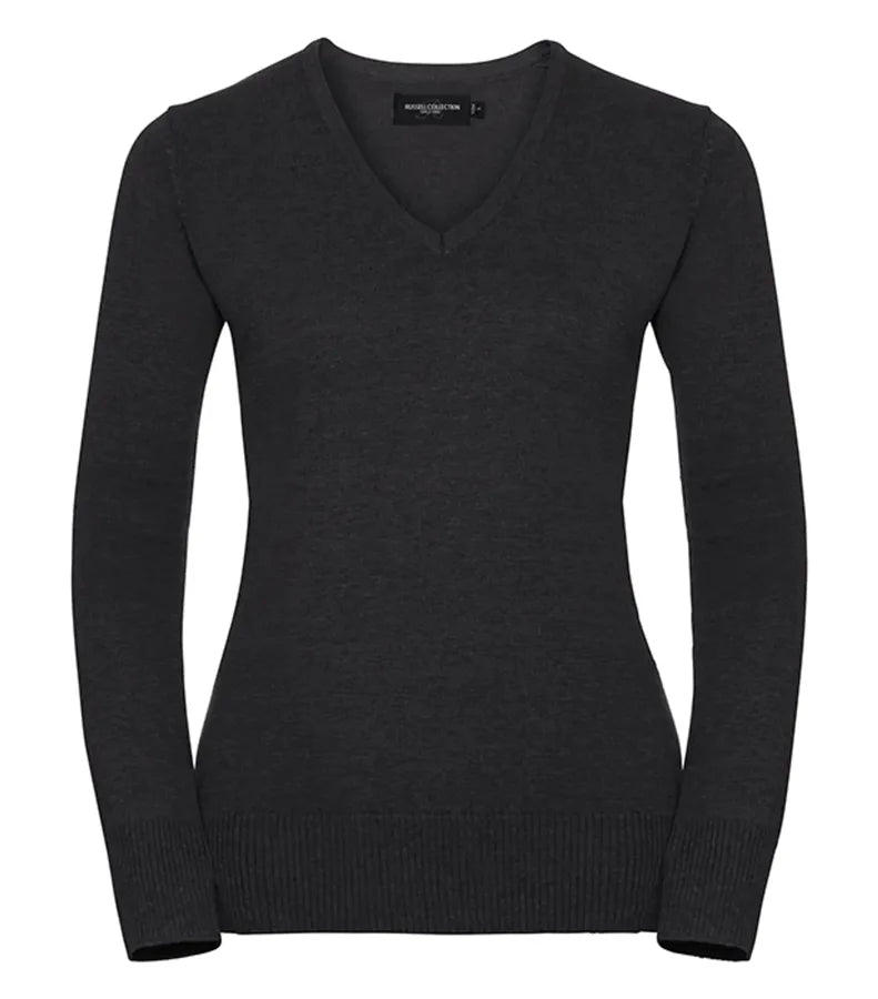 Ladies´ V-Neck Knitted Pullover CharcoalMarl
