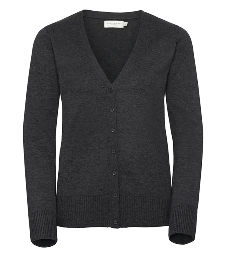 Ladies´ V-Neck Knitted Cardigan CharcoalMarl