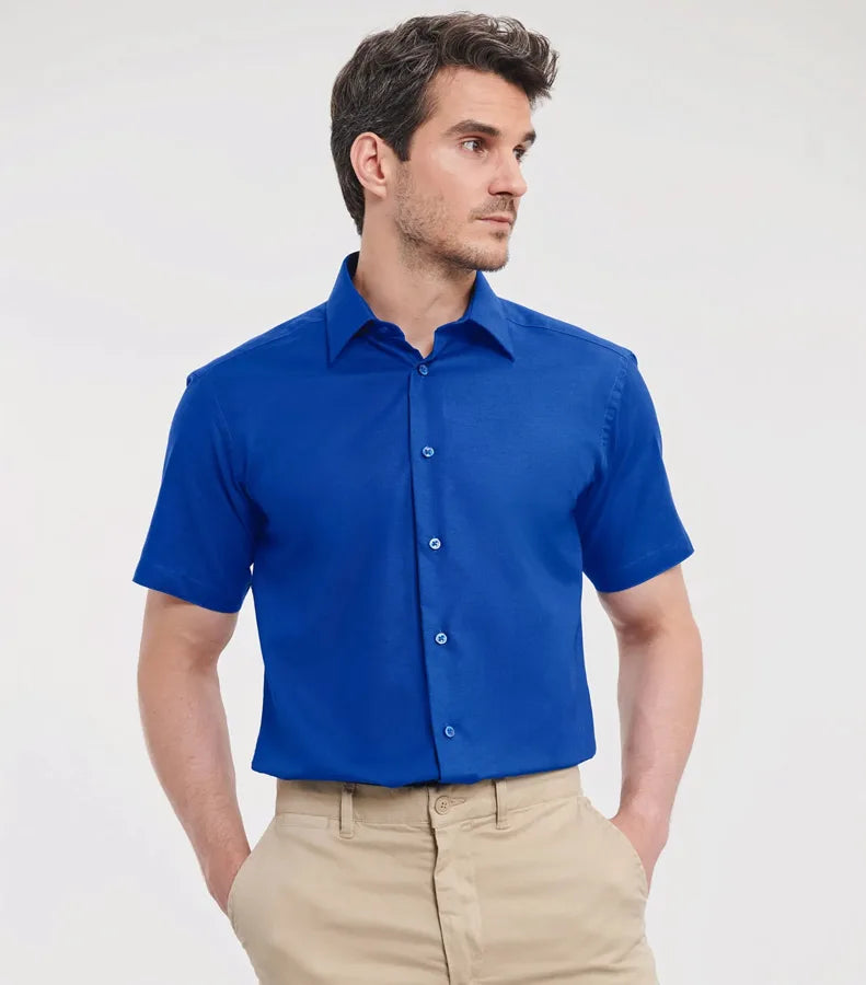 Men´s Short Sleeve Easy Care Tailored Oxford Shirt BrightNavy