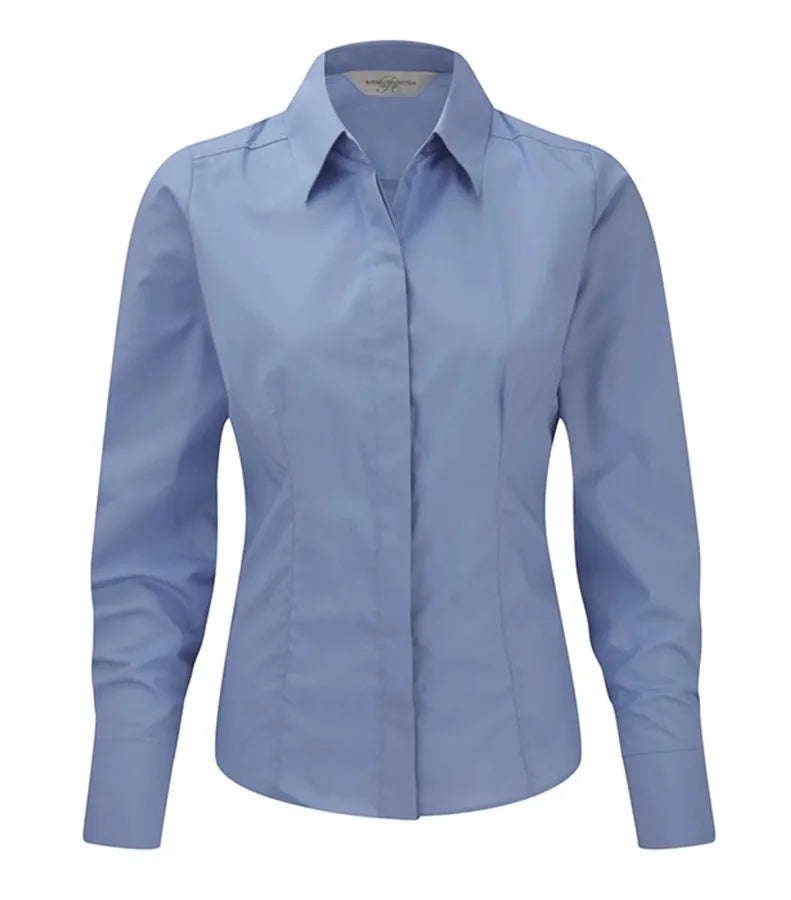 Ladies´ LS Polycotton Easy Care Fitted Poplin Shir CorporateBlue