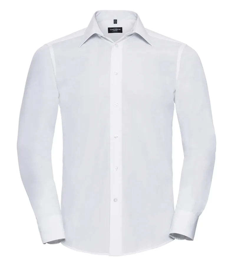 Men´s LS Polycotton Easy Care Tailored Poplin Shir White