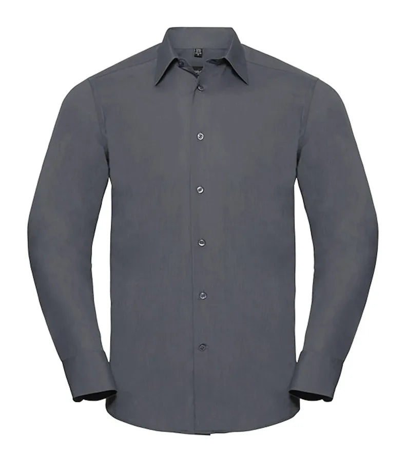 Men´s LS Polycotton Easy Care Tailored Poplin Shir ConvoyGrey