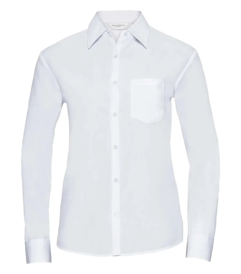 Ladies´ Long Sleeve Polycotton Easy Care Poplin Sh White