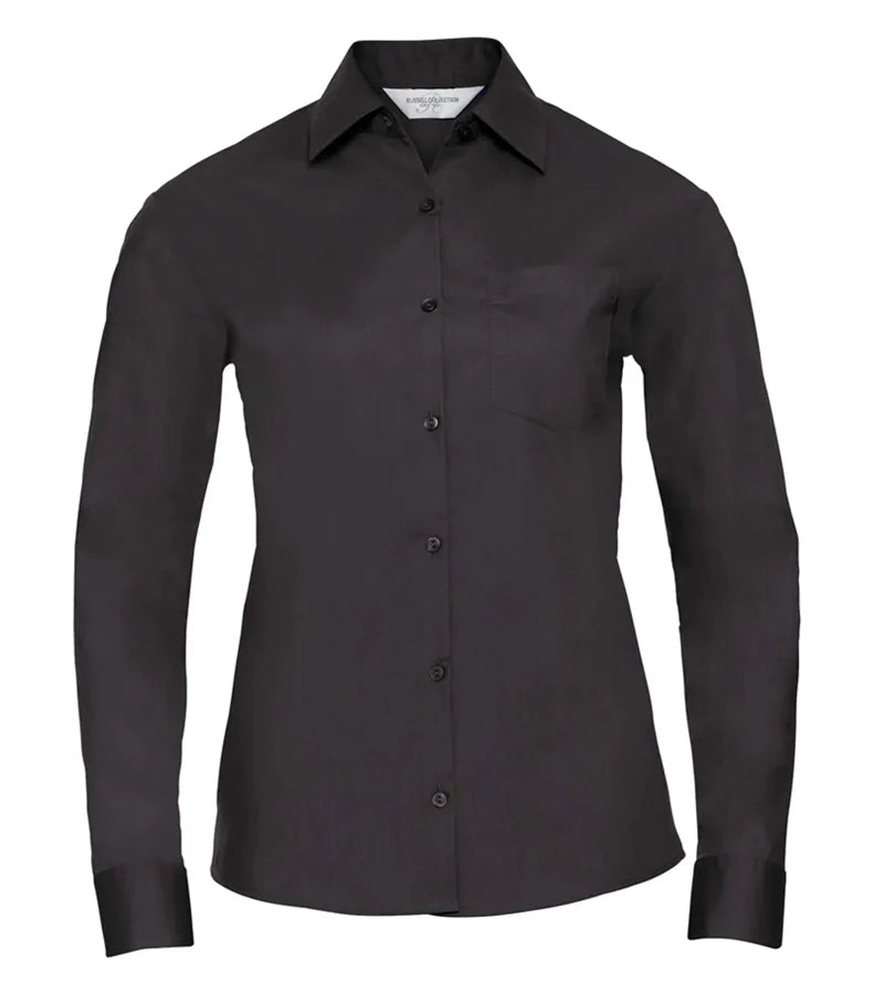 Ladies´ Long Sleeve Polycotton Easy Care Poplin Sh Black