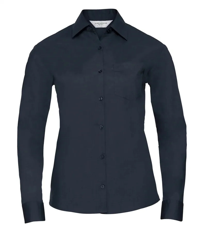 Ladies´ Long Sleeve Polycotton Easy Care Poplin Sh FrenchNavy