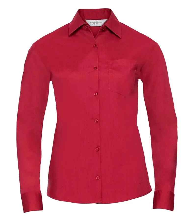 Ladies´ Long Sleeve Polycotton Easy Care Poplin Sh ClassicRed