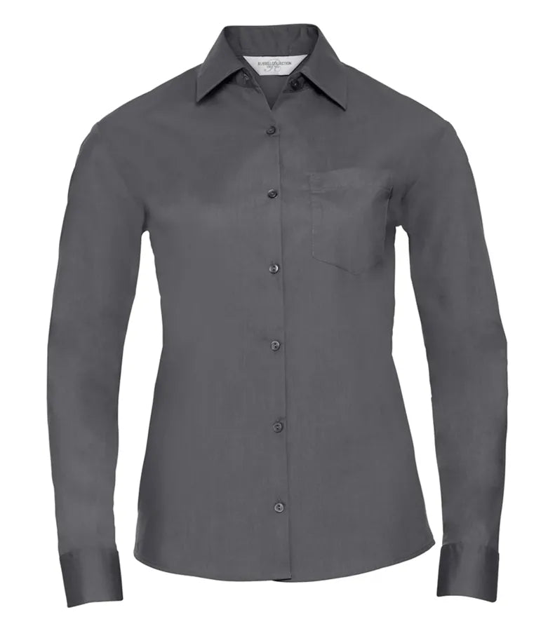 Ladies´ Long Sleeve Polycotton Easy Care Poplin Sh ConvoyGrey