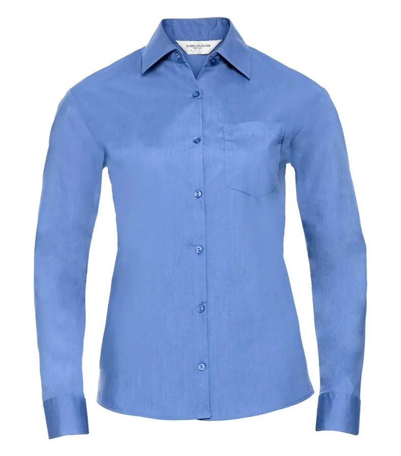 Ladies´ Long Sleeve Polycotton Easy Care Poplin Sh CorporateBlue