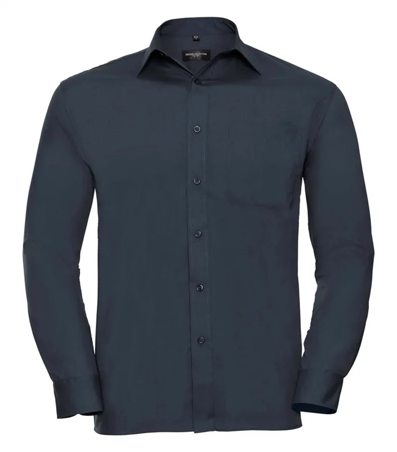 Men´s Long Sleeve Polycotton Easy Care Poplin Sh FrenchNavy