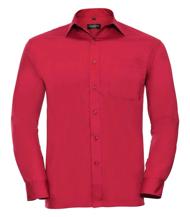 Men´s Long Sleeve Polycotton Easy Care Poplin Sh ClassicRed