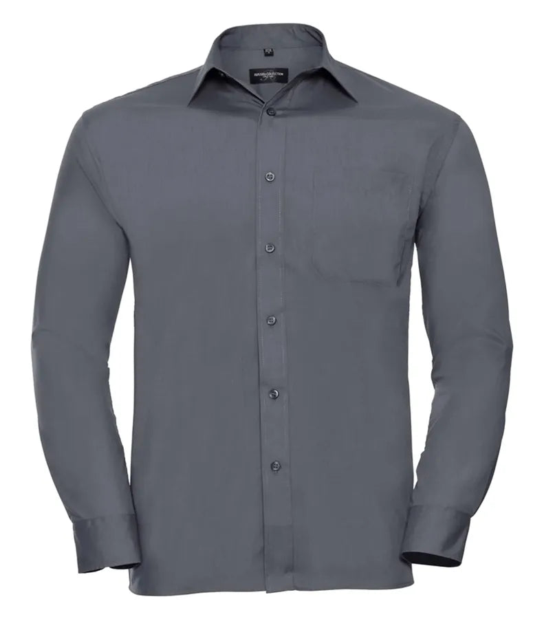 Men´s Long Sleeve Polycotton Easy Care Poplin Sh ConvoyGrey