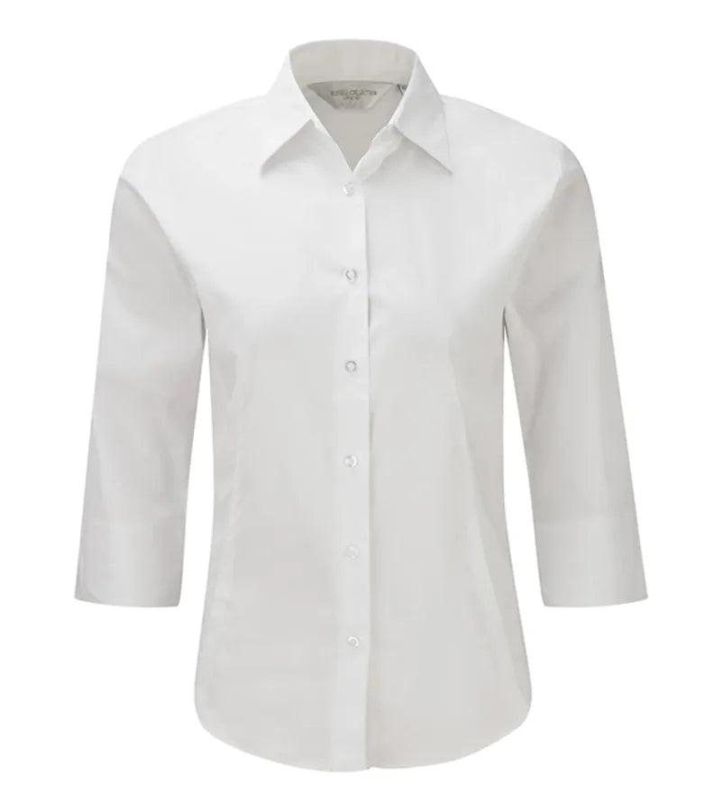 Ladies´ 3/4 Sleeve Easy Care Fitted Shirt White