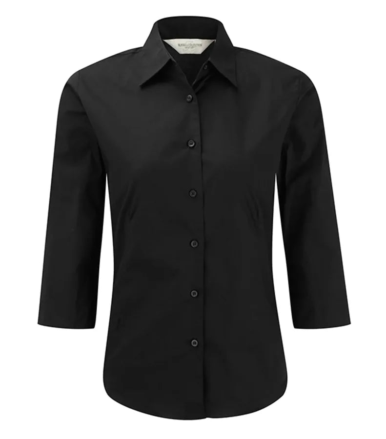 Ladies´ 3/4 Sleeve Easy Care Fitted Shirt Black