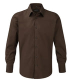 Men´s Long Sleeve Easy Care Fitted Shirt Chocolate