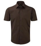 Men´s Short Sleeve Easy Care Fitted Shirt Chocolate
