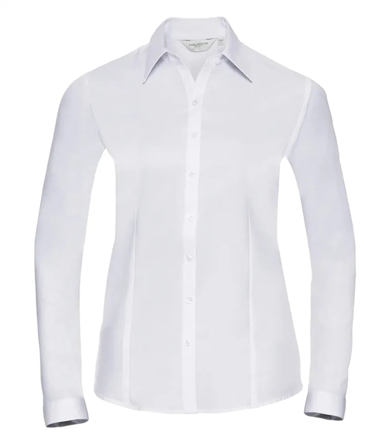 Ladies´ Long Sleeve Herringbone Shirt White