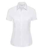 Ladies´ Short Sleeve Herringbone Shirt White