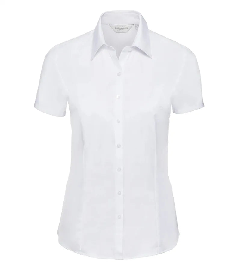 Ladies´ Short Sleeve Herringbone Shirt White