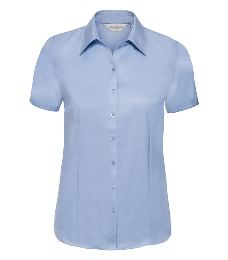 Ladies´ Short Sleeve Herringbone Shirt LightBlue