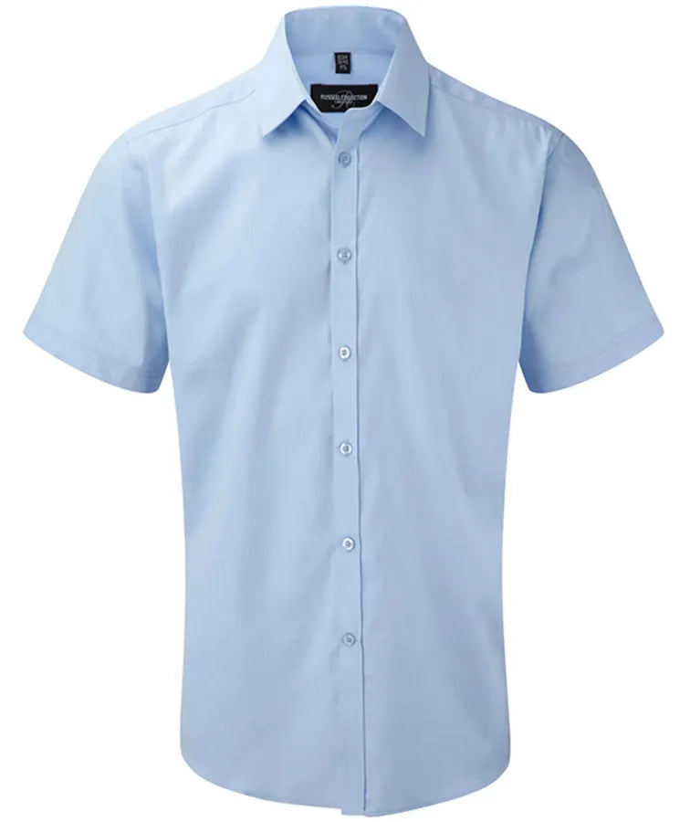 Men´s Short Sleeve Herringbone Shirt LightBlue