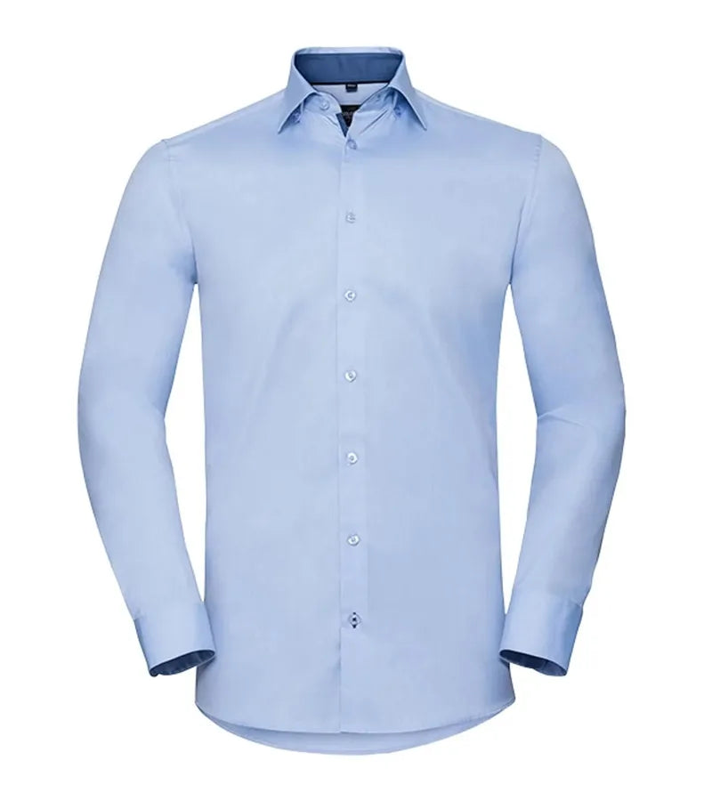 Men´s LS Tailored Contrast Herringbone Shirt LightBlue/MidBlue/BrightNavy