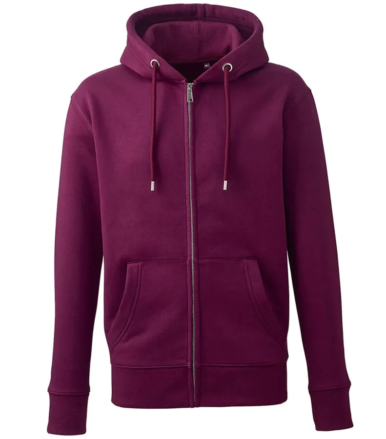 Mens Anthem full-zip hoodie Burgundy