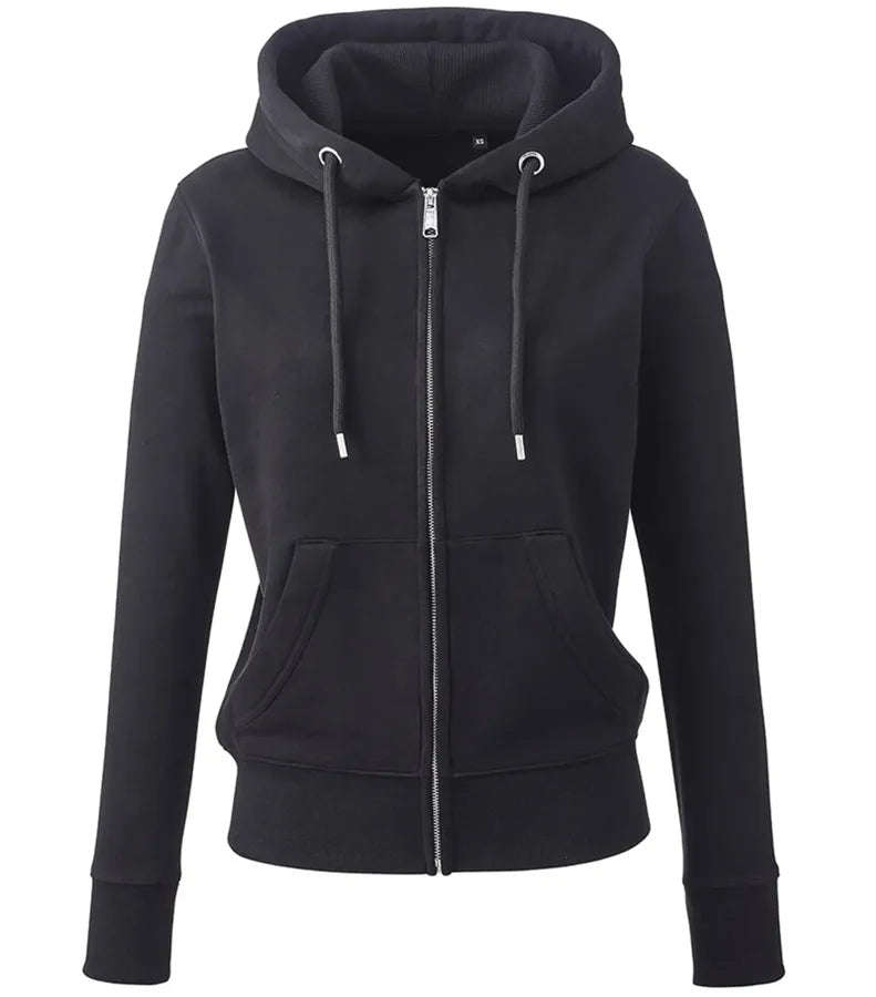 Womens Anthem full-zip hoodie Black