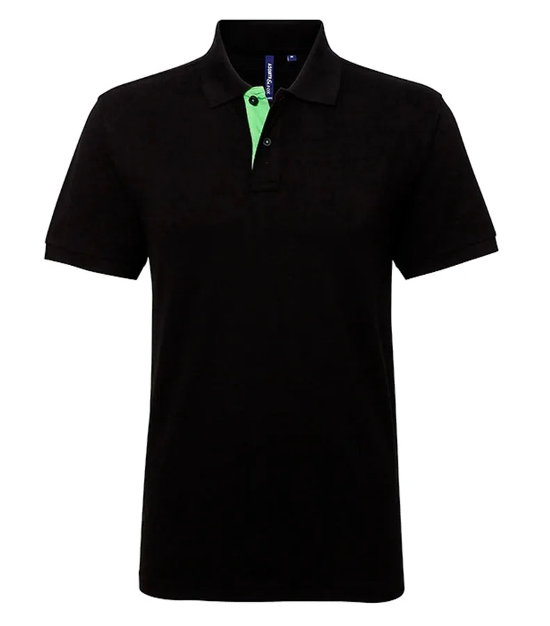 Men's classic fit contrast polo Black/Lime