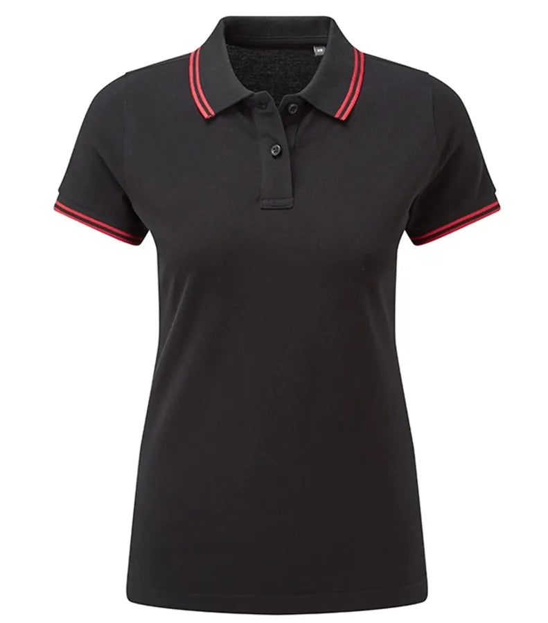 Womens Classic Fit - Tipped Polo Black/Red