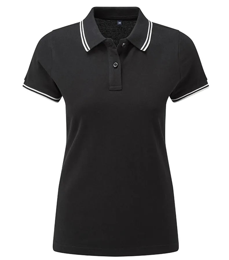 Womens Classic Fit - Tipped Polo Black/White
