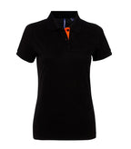 Women's contrast polo Black/Orange