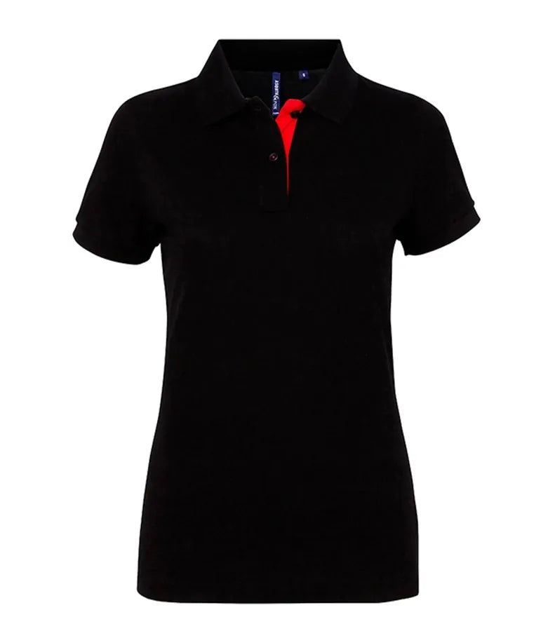 Women's contrast polo Black/Red