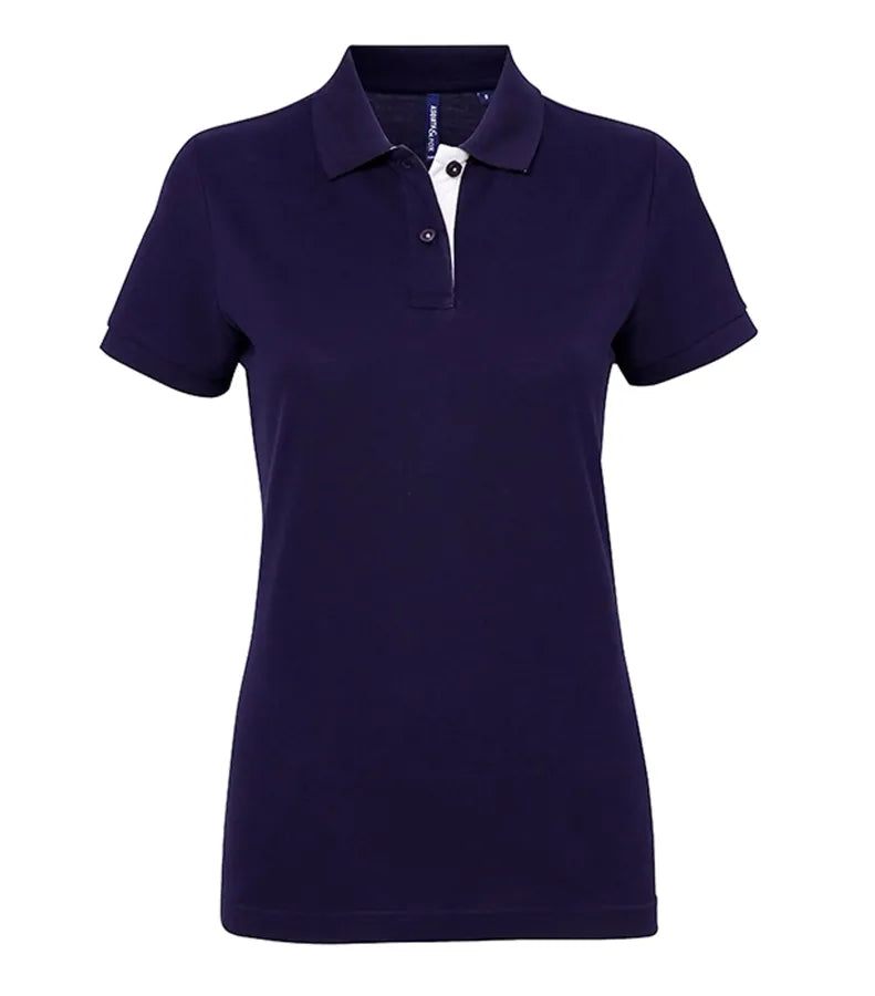 Women's contrast polo Navy/White