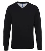 Men's cotton blend v-neck sweater Black