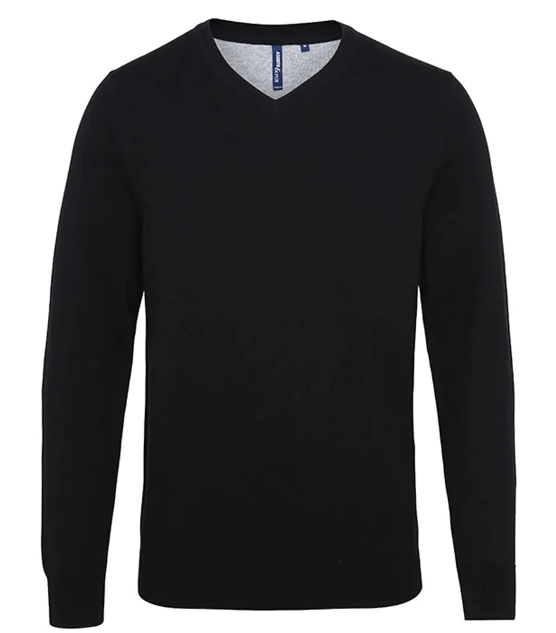 Men's cotton blend v-neck sweater Black