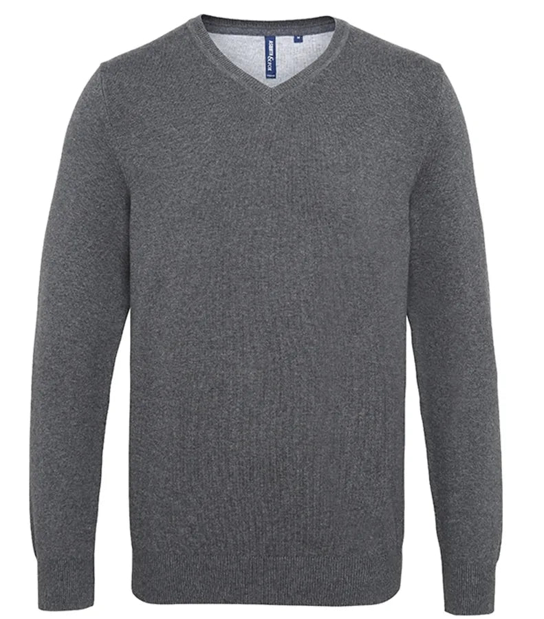 Men's cotton blend v-neck sweater Charcoal