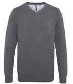 Men's cotton blend v-neck sweater Charcoal
