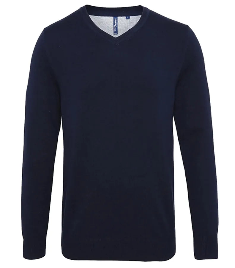 Men's cotton blend v-neck sweater FrenchNavy
