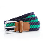 Two colour stripe braid stretch belt Navy/Kelly